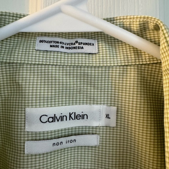 Calvin Klein Sage Green Square Extra Fine Cotton Dress Shirt Non iron Size XL - Picture 4 of 9